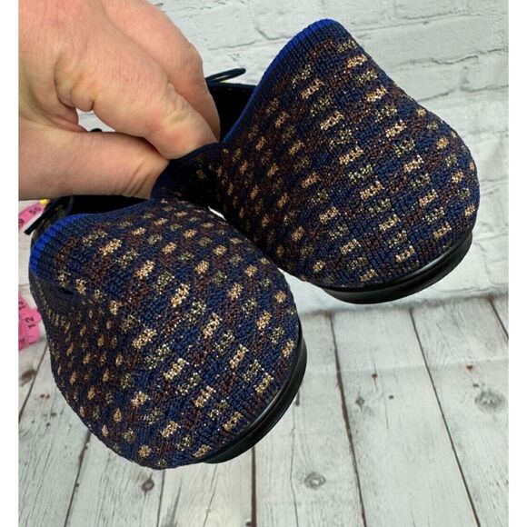 NEW! ROTHY'S blue brown gold check bow flat ballerina shoes 10 - Picture 6 of 10